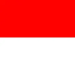 Flaga Indonezji: górny pas czerwony, dolny biały. Symbolizuje odwagę i czystość.