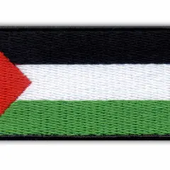 Naszywka z flagą zielono biało czarną, symbolizującą Palestyńczyków.