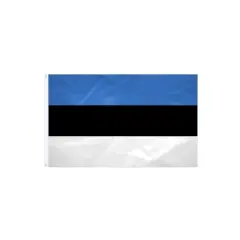 Flaga Estonii: trzy poziome pasy - niebieski, czarny, biały.