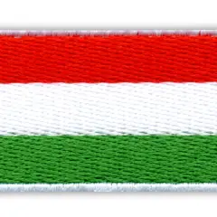 Naszywka z flagą Węgier: poziome pasy czerwony, biały i zielony.