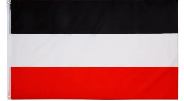 Flaga Niemiec z lat 1871-1918: poziome pasy czarny, biały, czerwony.