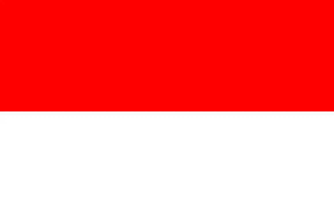 Flaga Indonezji: górny pas czerwony, dolny biały. Symbolizuje odwagę i czystość.