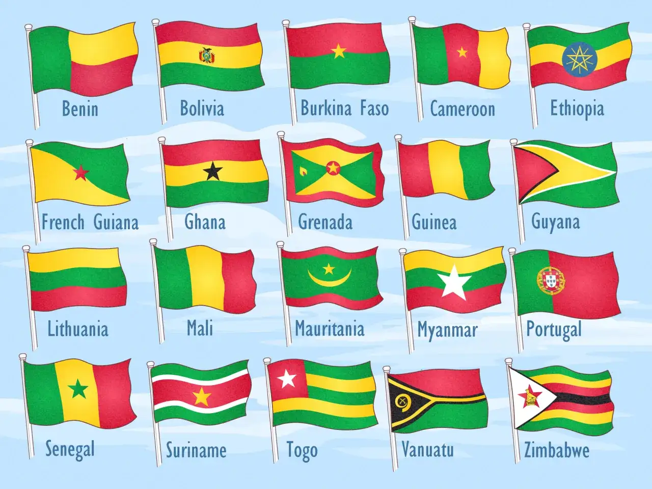 Flaga żółto zielono czerwona z gwiazdą, jak w Senegalu, to symbol nadziei i jedności.