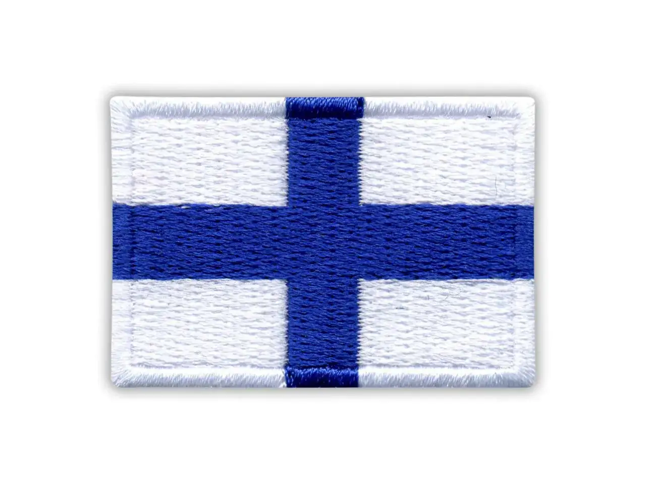 Naszywka z biało niebieską flagą, symbolem Finlandii.