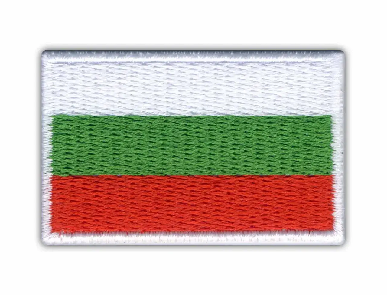 Naszywka z flagą Bułgarii: biały, zielony i czerwony pas.