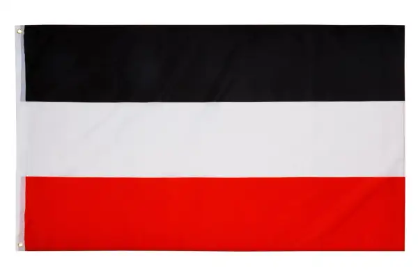 Flaga Niemiec z lat 1871-1918: poziome pasy czarny, biały, czerwony.
