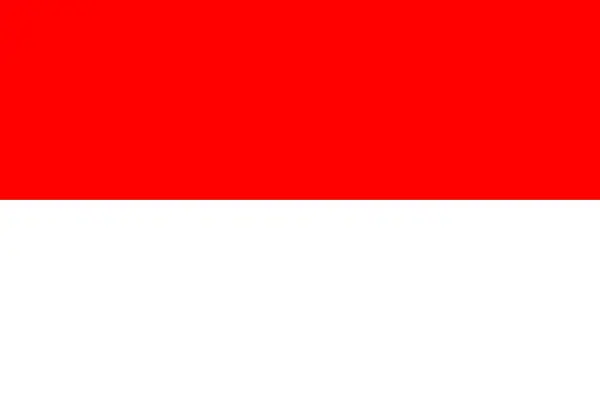 Flaga Indonezji: górny pas czerwony, dolny biały. Symbolizuje odwagę i czystość.