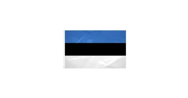 Flaga Estonii: trzy poziome pasy - niebieski, czarny, biały.