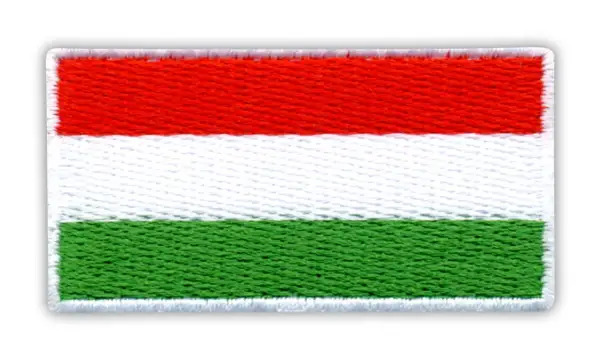 Naszywka z flagą Węgier: poziome pasy czerwony, biały i zielony.